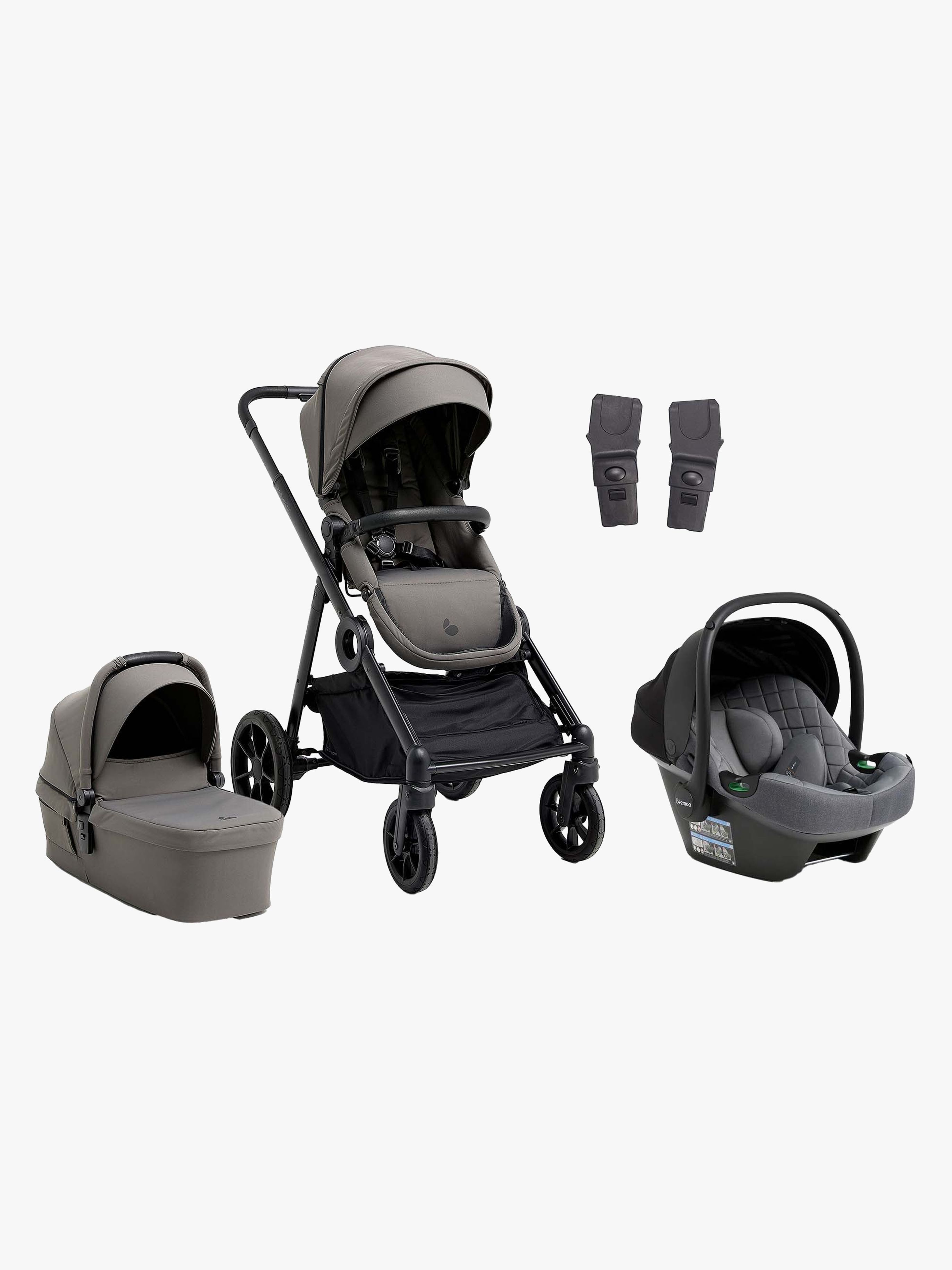 Beemoo Pro Multi 2 Duovogn inkl. Route i-Size Autostol Baby, Mocha Grey/Mineral Grey