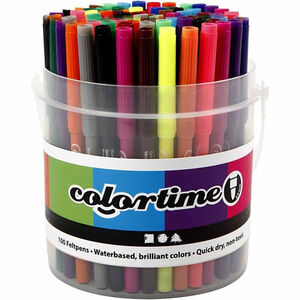 Colortime Tusser med 2 mm Filtspids, Blandede Farver, 100 stk.
