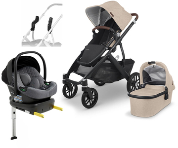 UPPAbaby VISTA V2 Duovogn inkl. Beemoo Route i-Size Autostol Baby & ISOFIX Base, Liam/Mineral Grey