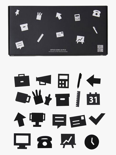 Design Letters Kontorikoner til Opslagstavle 20 pcs, Sort