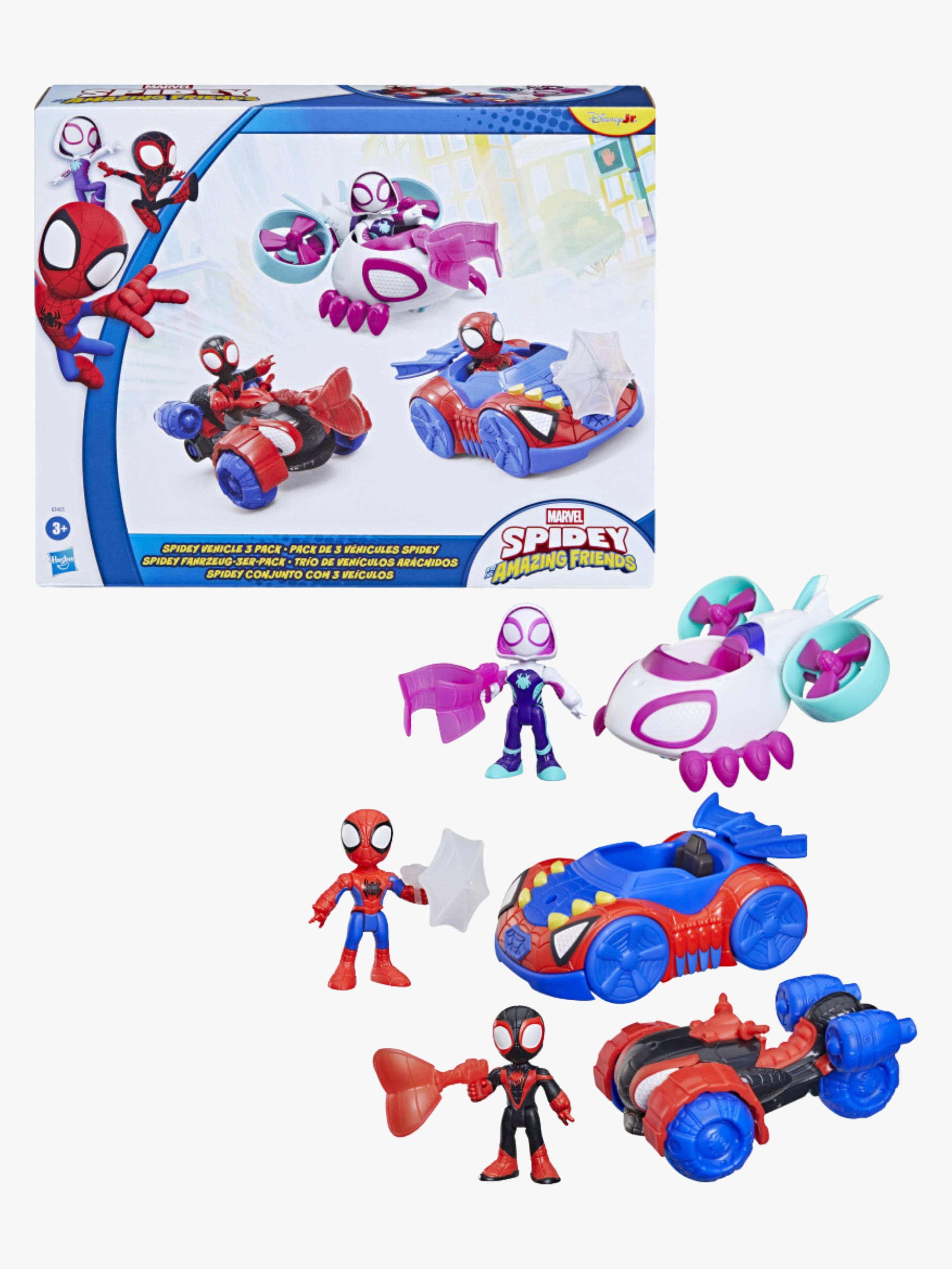 Spidey And His Amazing Friends Figur med Transportmiddel 3-pak