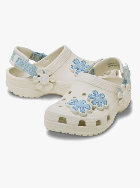 Crocs Classic Denim Flower Kids Crocs, Summit White
