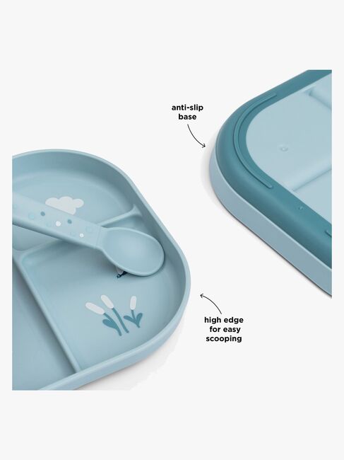 Done By Deer Playground Stick & Stay  Opdelt Silikonetallerken, Elphee Blue