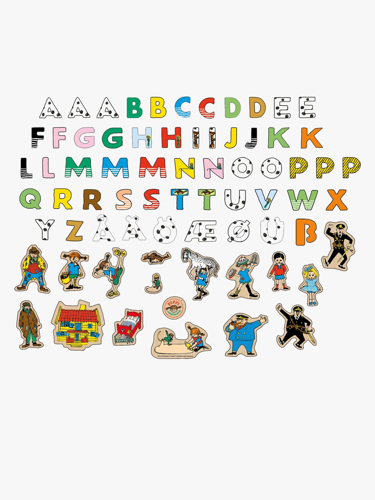 Pippi Langstrømpe Magnetbogstaver og Figurer