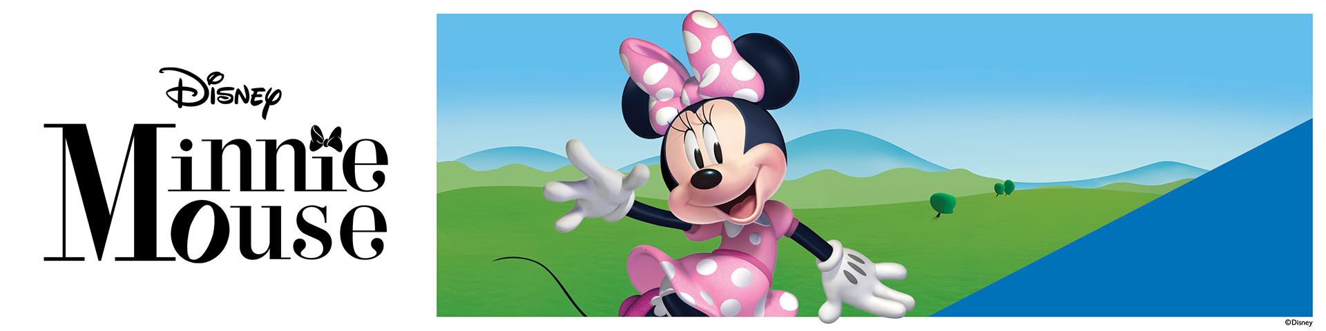 Minnie Mouse vinker, med teksten 'Disney Minnie Mouse'.
