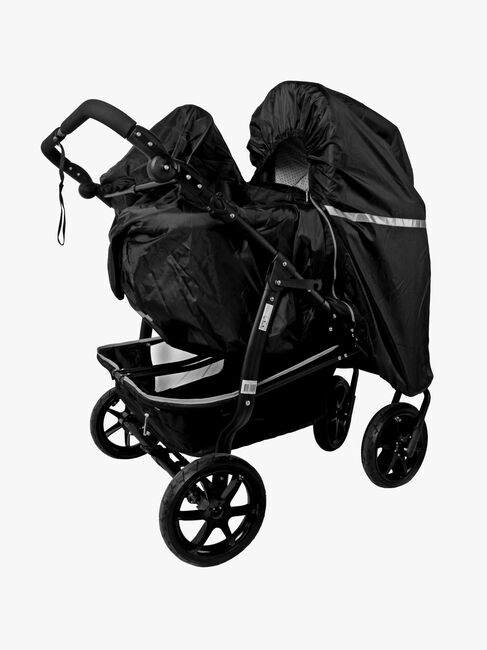 Tiny Travel Dobbelt Regnslag Søskendevogn, Sort