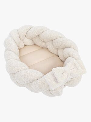 MeowBaby Bearly Babynest med Flettet Beskyttelse, Cream