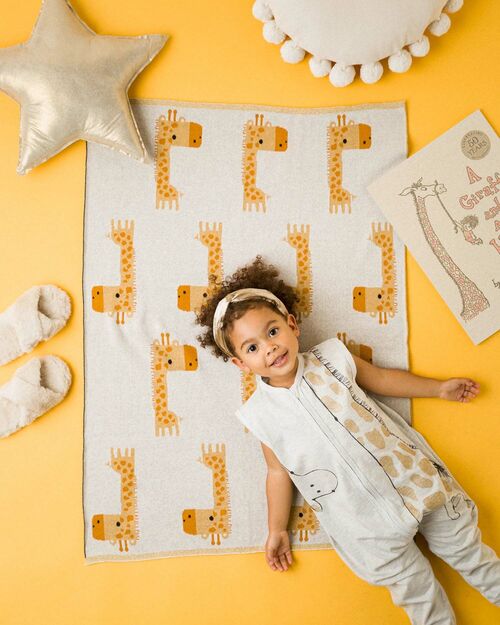 Bizzi Growin Strikket Tæppe Aio Baby, Gilbert Giraffe