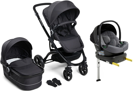 Beemoo Move Duo Kombivogn inkl. Route i-Size Autostol Baby & ISOFIX Base, Asphalt/Mineral Grey