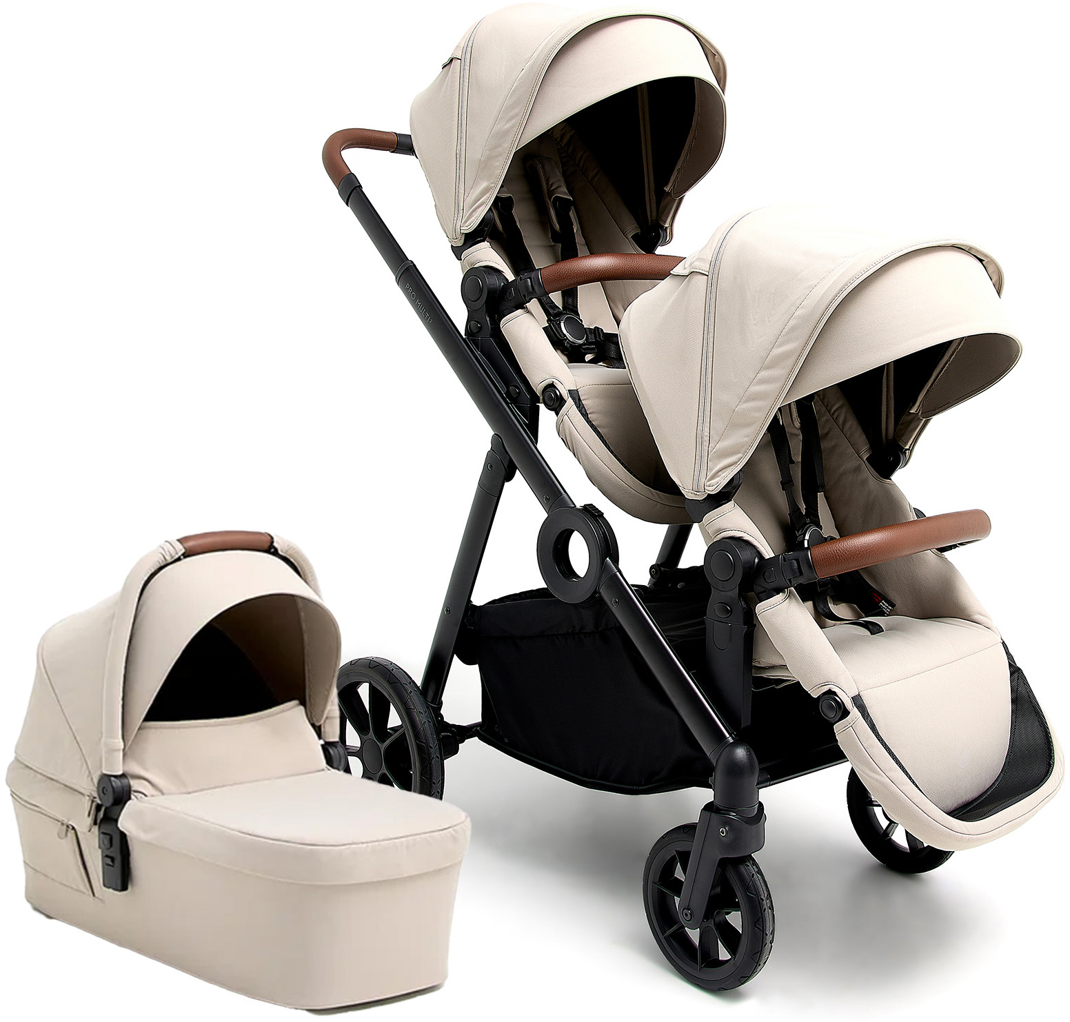 Beemoo Pro Multi 2 Søskendevogn inkl. Liggedel, Latte Beige