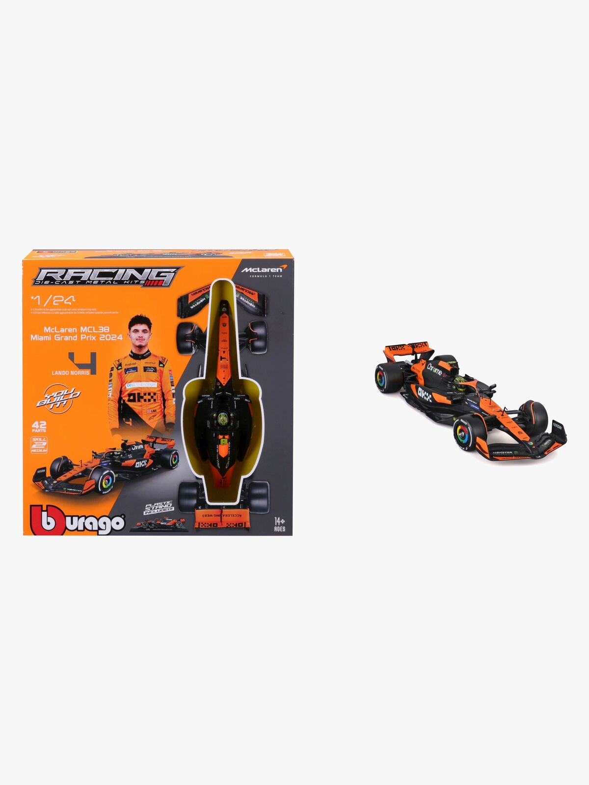 Bburago F1 Mclaren MCL38 Modelsæt Norris #4 1:24