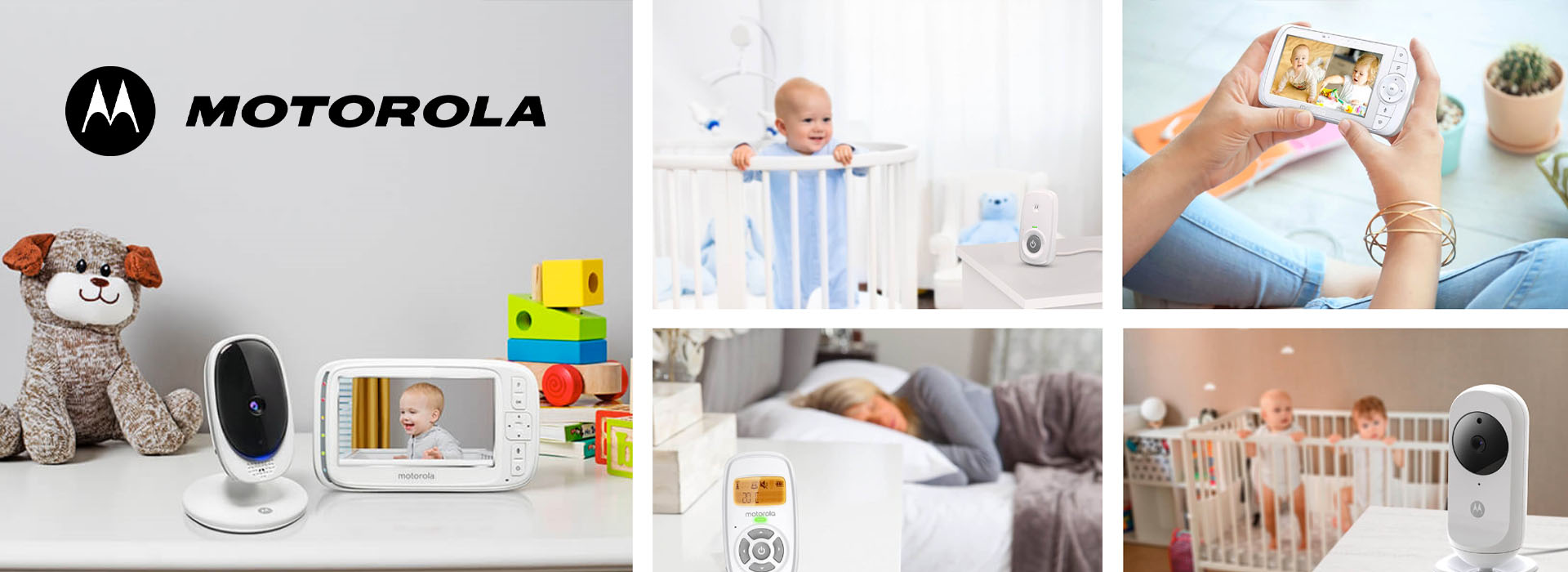 Motorola babyalarm viser forældrenes overvågning af spædbarn.