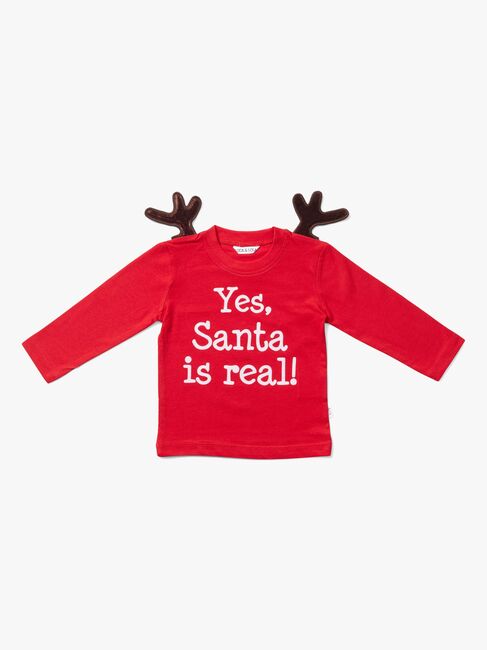 Luca & Lola Baby Langærmet t-shirt Santa Is Real Deer, Red