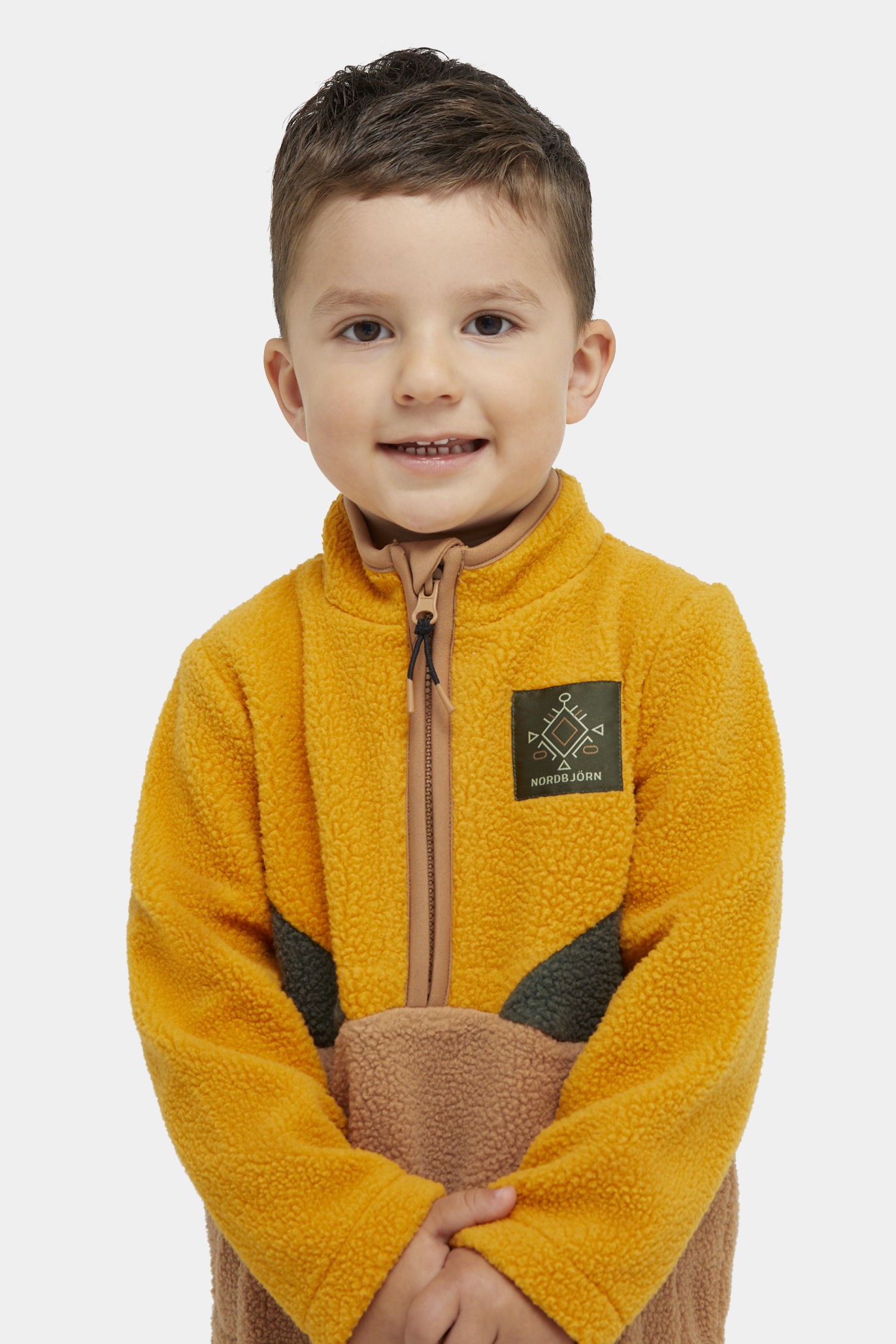 Nordbjörn Rydal Fleecetrøje, Inca gold/Deep Depths/Tobacco brown, 110-116