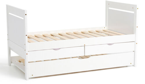 JLY 70x140 Juniorseng med Ekstraseng + Opbevaringskasser, Hvid