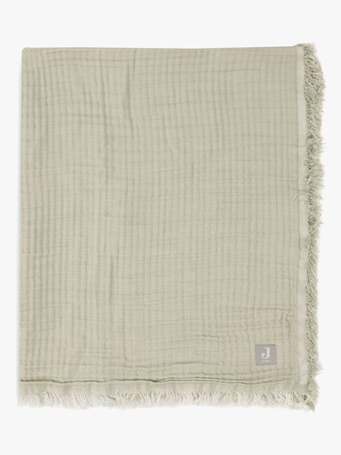 Jollein Tæppe/ Stofble i Musselin Fringe, Olive Green/Ivory