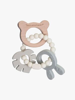 Teddykompaniet  Silikone & træ Bidering, Creme