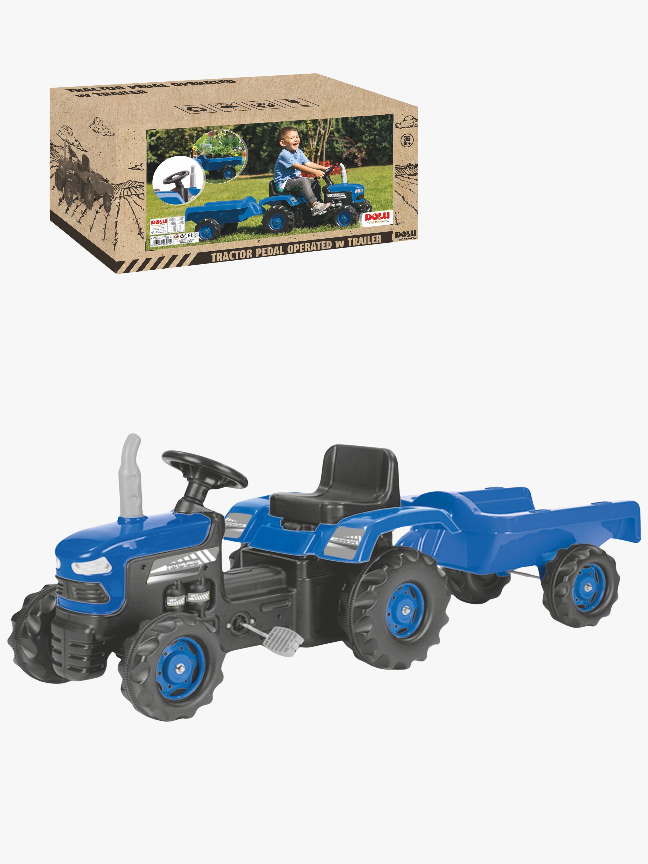 DOLU Pedaltraktor med Anhænger, Blå