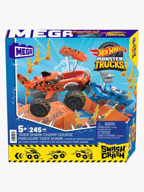 Mega Hot Wheels Bilsæt Smash N Crash Tiger Shark Chomp Course, 245 dele
