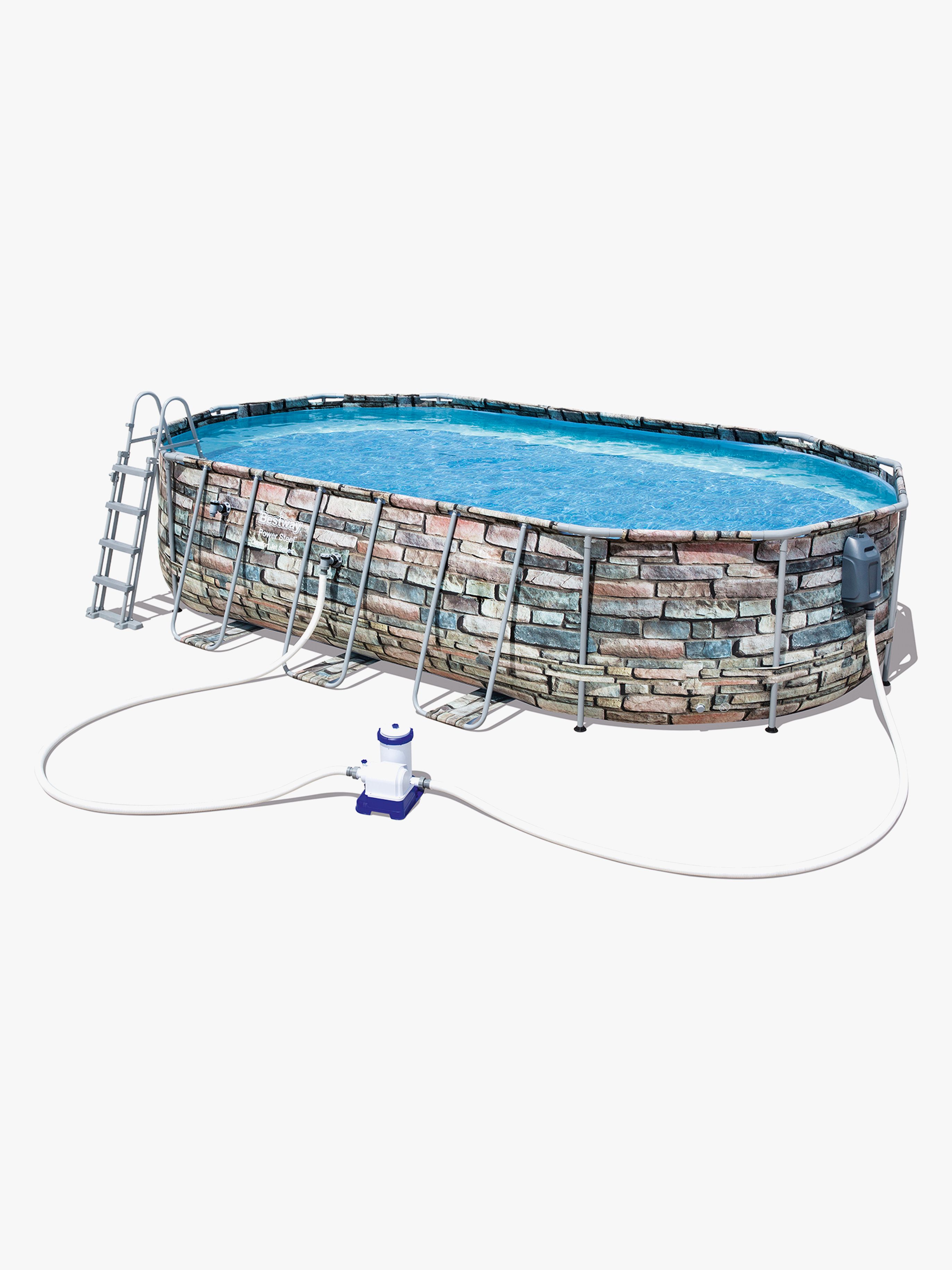 Bestway Power Steel Comfort Jet Series Oval poolsæt 610x366x122 cm, Badebassin til børn