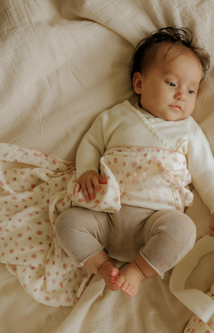 Elodie Bamboo Tæppe/ Stofble i Musselin, River Rose