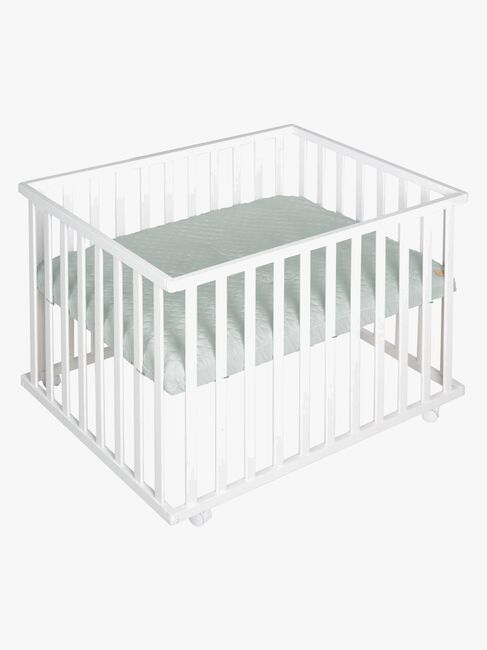 Roba Style Kravlegård med Hjul, White & Green