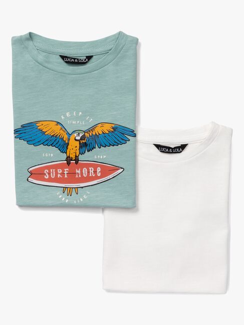 Luca & Lola Riccione T-Shirt 2-pak, Green/White