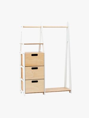 Duck Woodworks Tøjstativ med Skuffer, Hvid