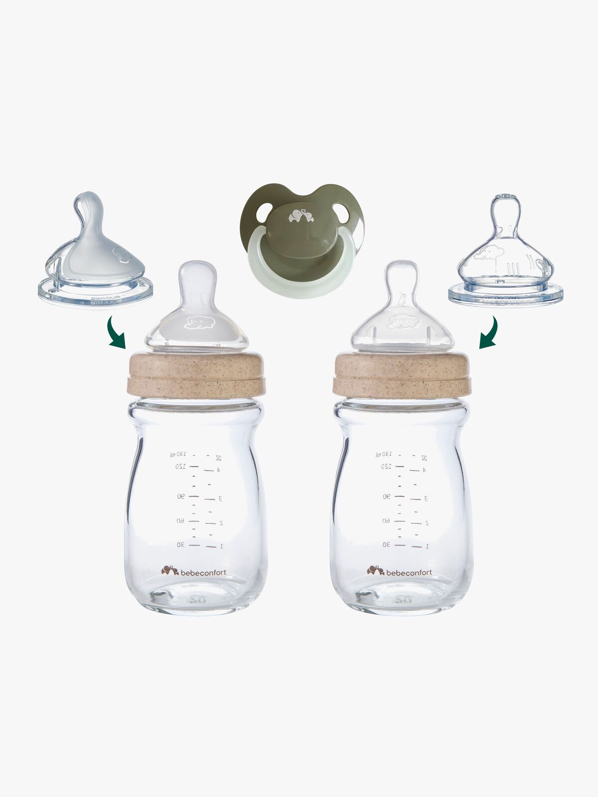 Bebeconfort Physio Air Sutteflasker Glas Sæt, Sand