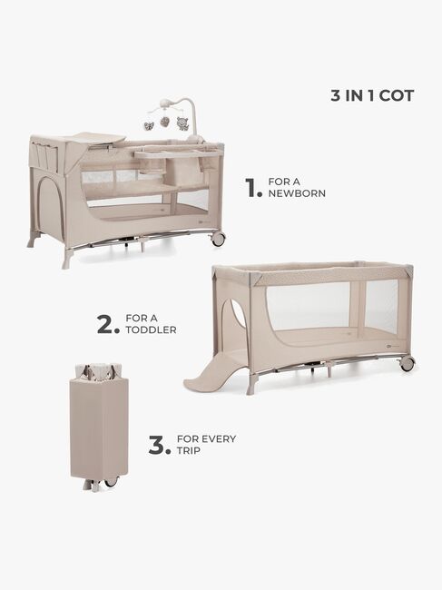 Kinderkraft JOY 2 Weekendseng med Tilbehør, Beige