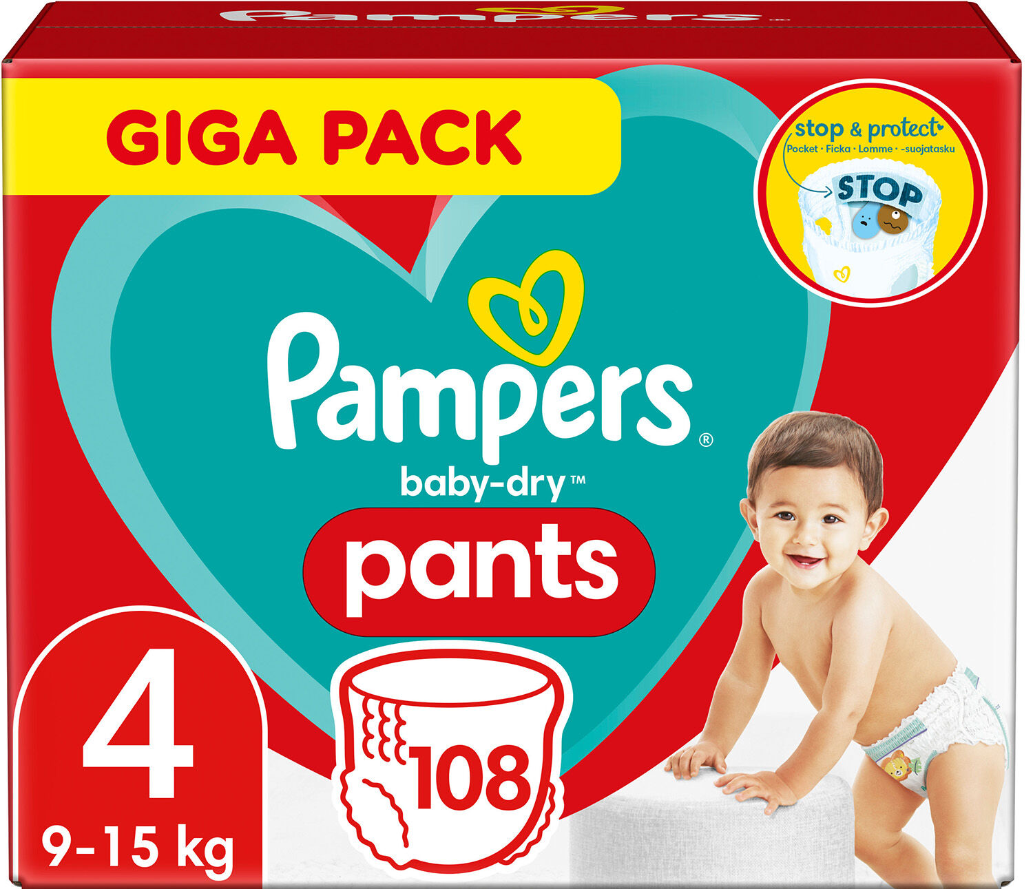 Pampers Baby-Dry Pants Ble Str. 4 9–15 kg 108-pak