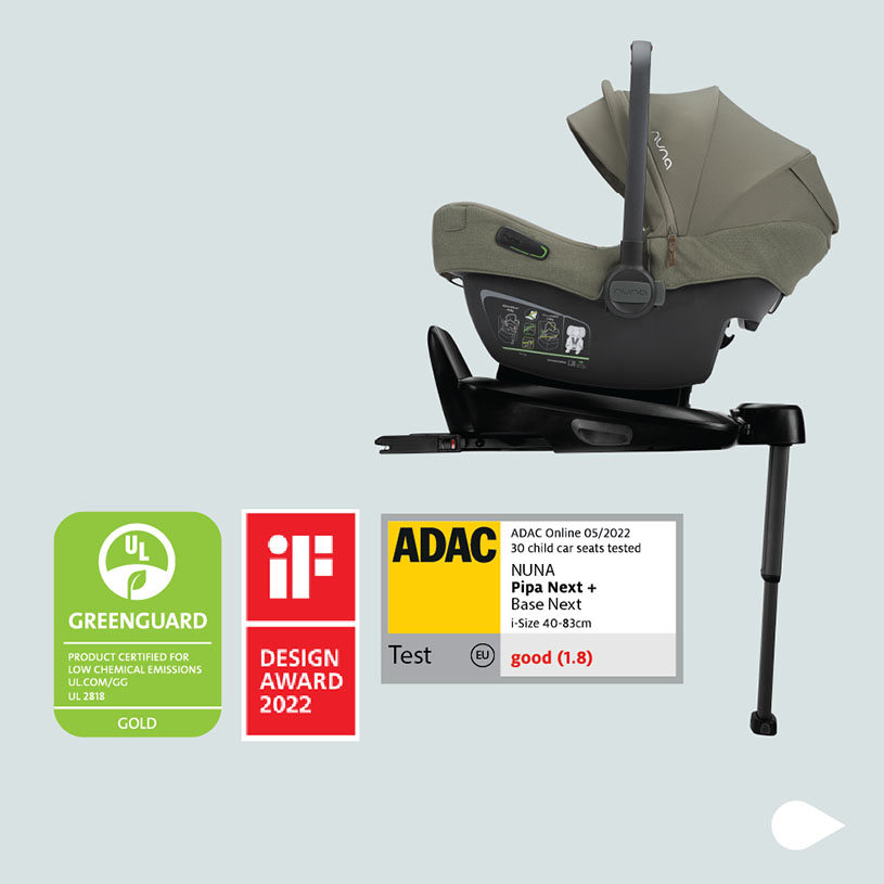 Autostol på base med kvalitetsmærker.