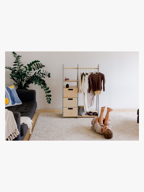 Duck Woodworks Knagerække med Skuffer, Grå