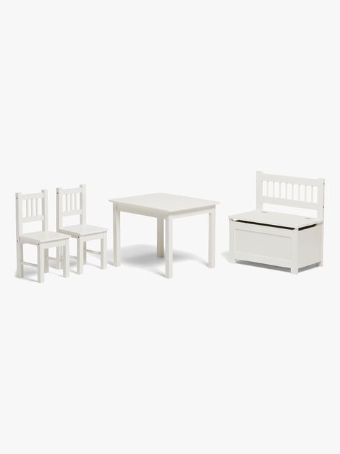 Alice & Fox LOVIS Bord & Stole + Sofa med Opbevaring, Hvid