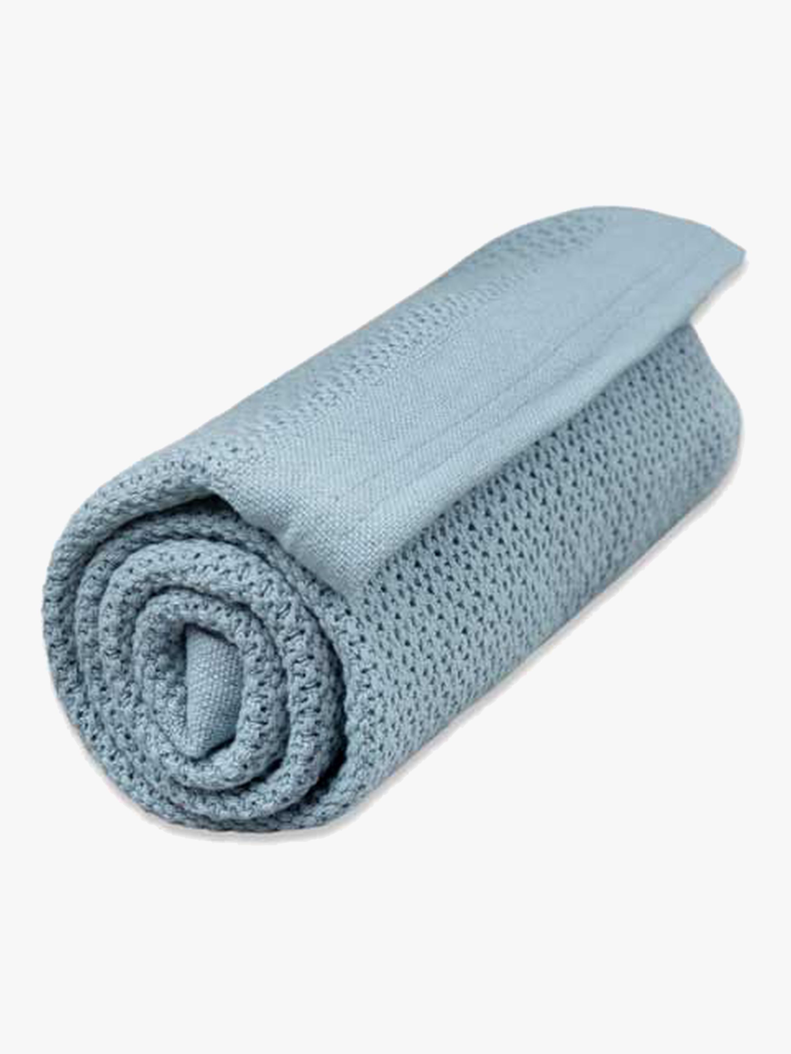 Vinter &  Bloom Soft Grid Hæklet Babytæppe, Dim Blue