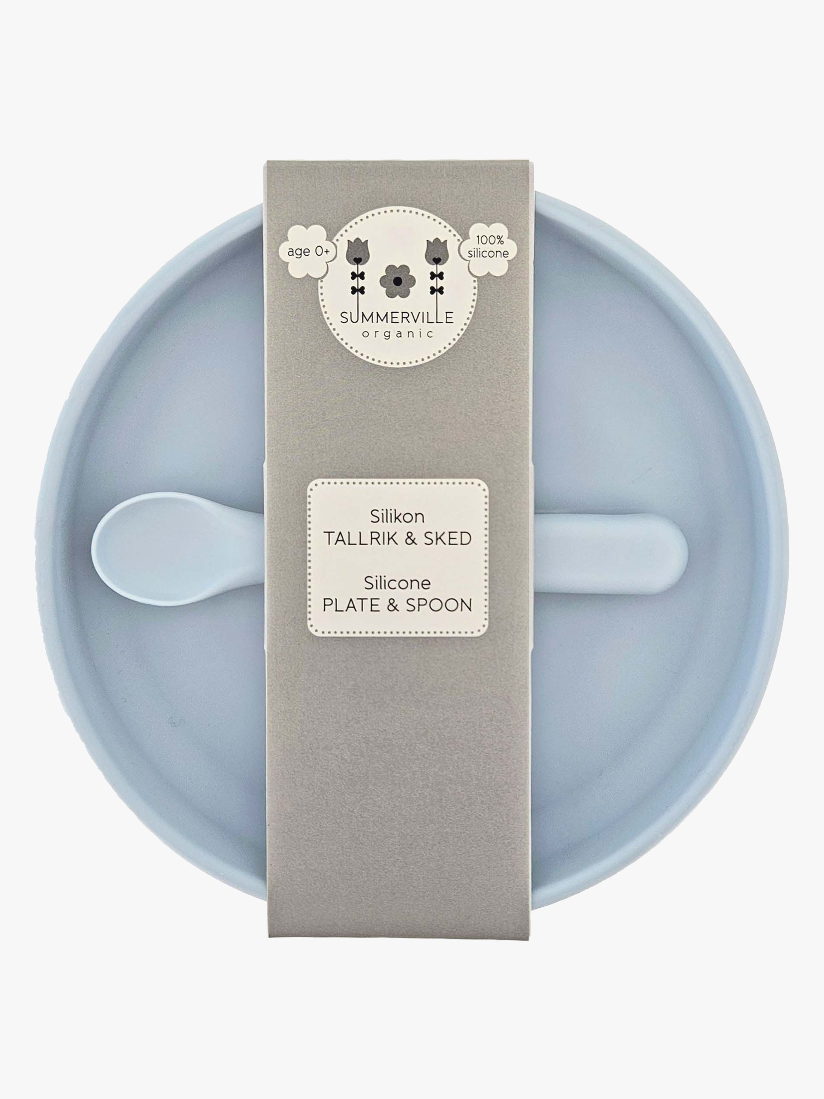 Summerville Tallerken og Ske Silikone, Cloud Blue