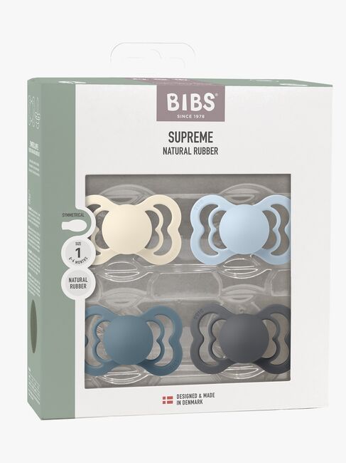 BIBS Supreme Sut 4-pak Latex Str. 1, Ivory/Baby Blue/Petrol/Iron