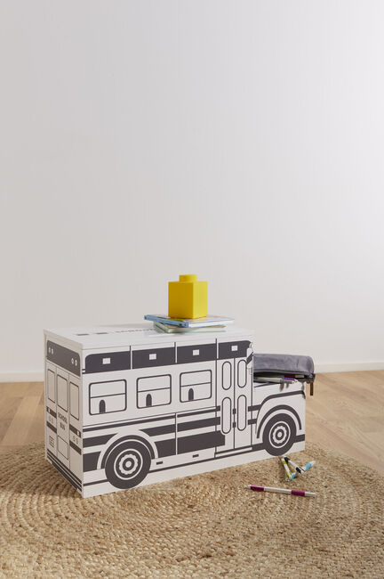 Alice & Fox Legetøjskasse Skolebus, Sort/Hvid