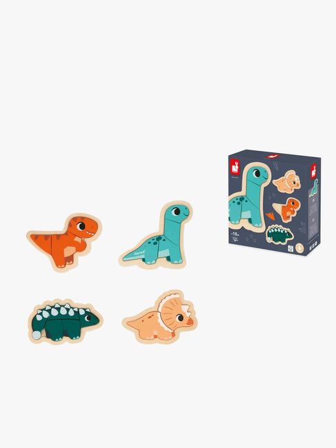 Janod 4 Progressive Puslespil Dinosaurer 14 Brikker