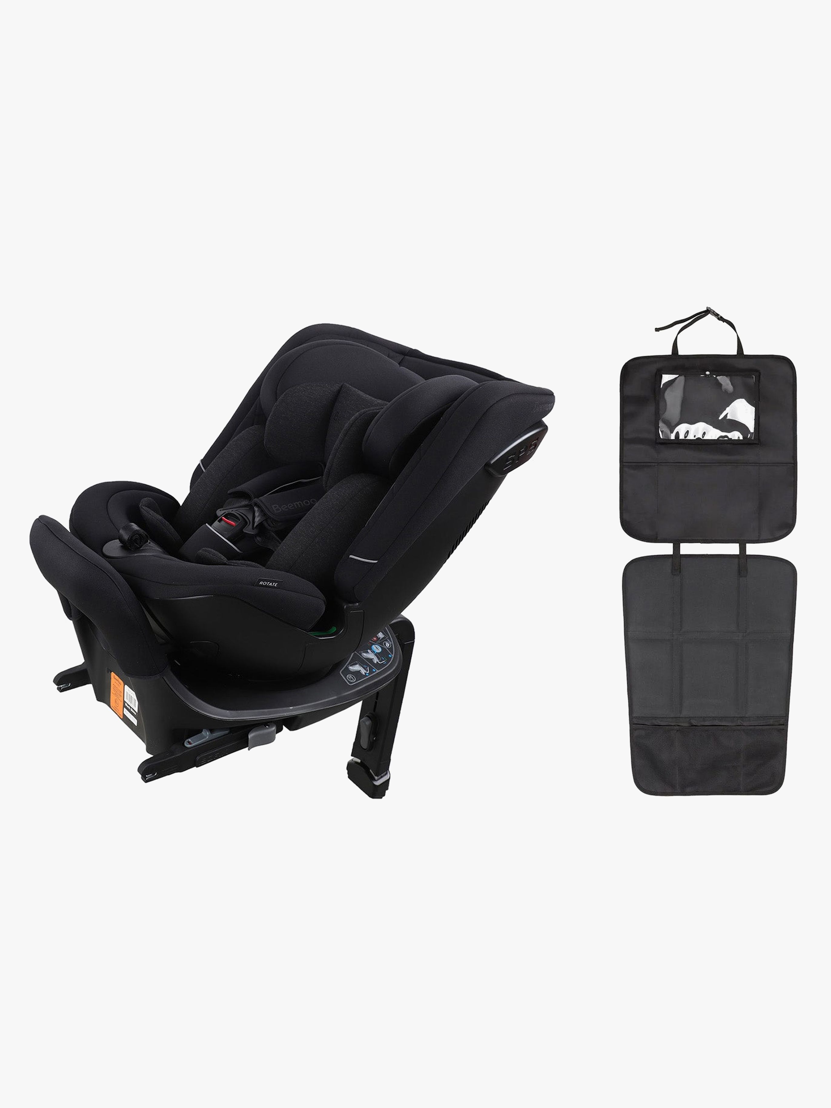 Beemoo Rotate i-Size Vendbar Autostol inkl. 3-in-1 Sædebeskyttelse, Black Stone