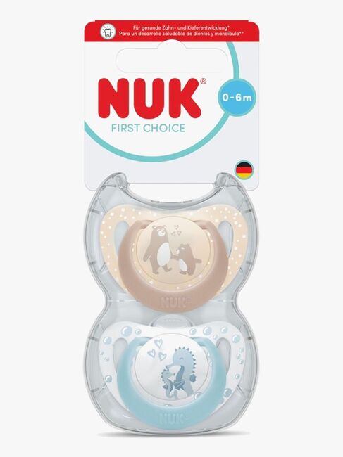 NUK First Choice Classic Sut 2-pak Str. 1, Bear/Seahorse