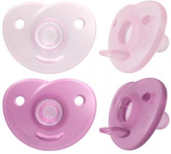 Philips Avent Curved Soothie 0-6 mdr., Lyserød