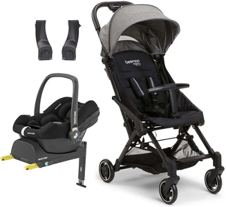 Beemoo Easy Fly 3 Klapvogn inkl. Maxi-Cosi CabrioFix i-Size Autostol Baby & Base, Grey Mélange