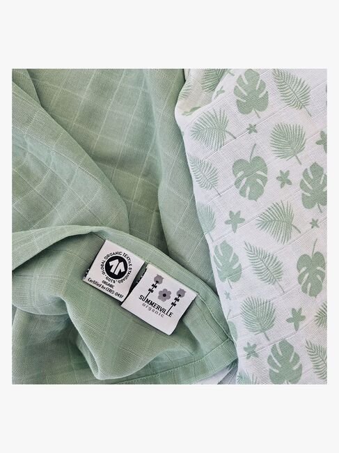 Summerville Organic Musselin Tæppe 2-pak, Tropical/Green