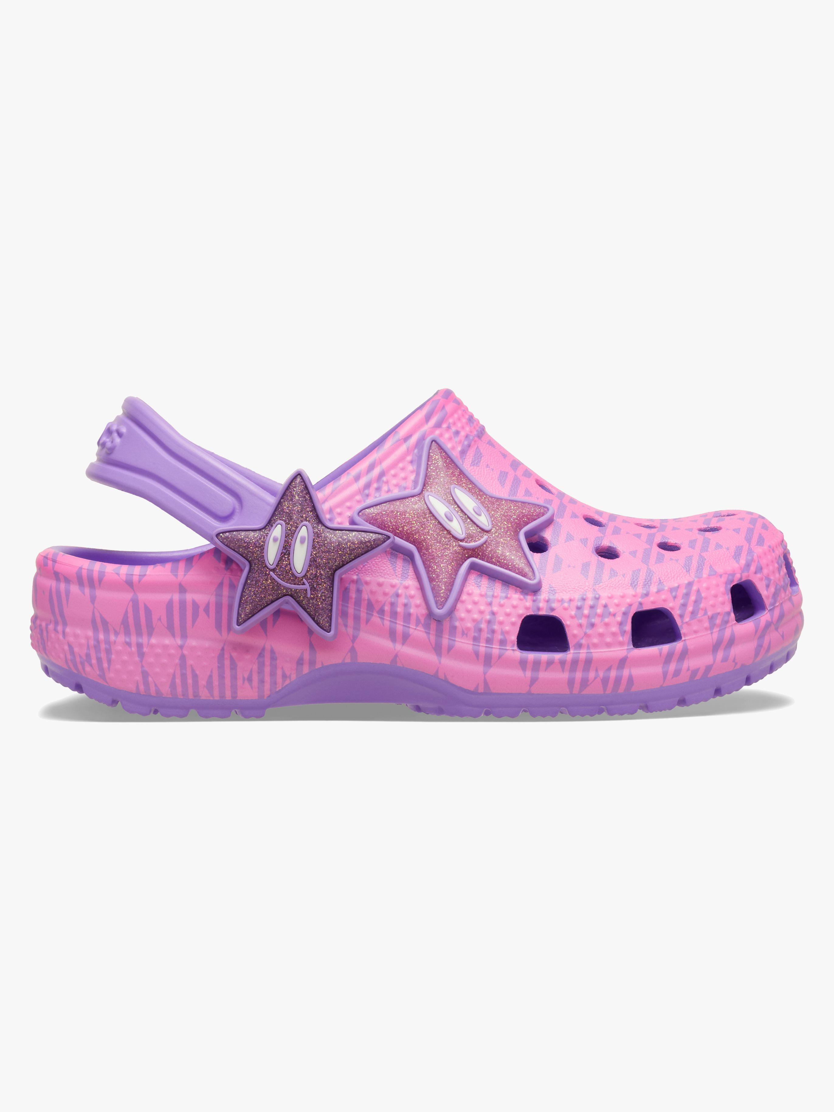 Crocs Classic Plaid and Stars Kids Hjemmesko, Purple Bolt/Pink Punch, 20-21