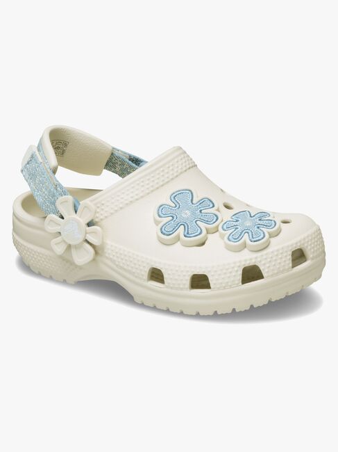 Crocs Classic Denim Flower Kids Crocs, Summit White