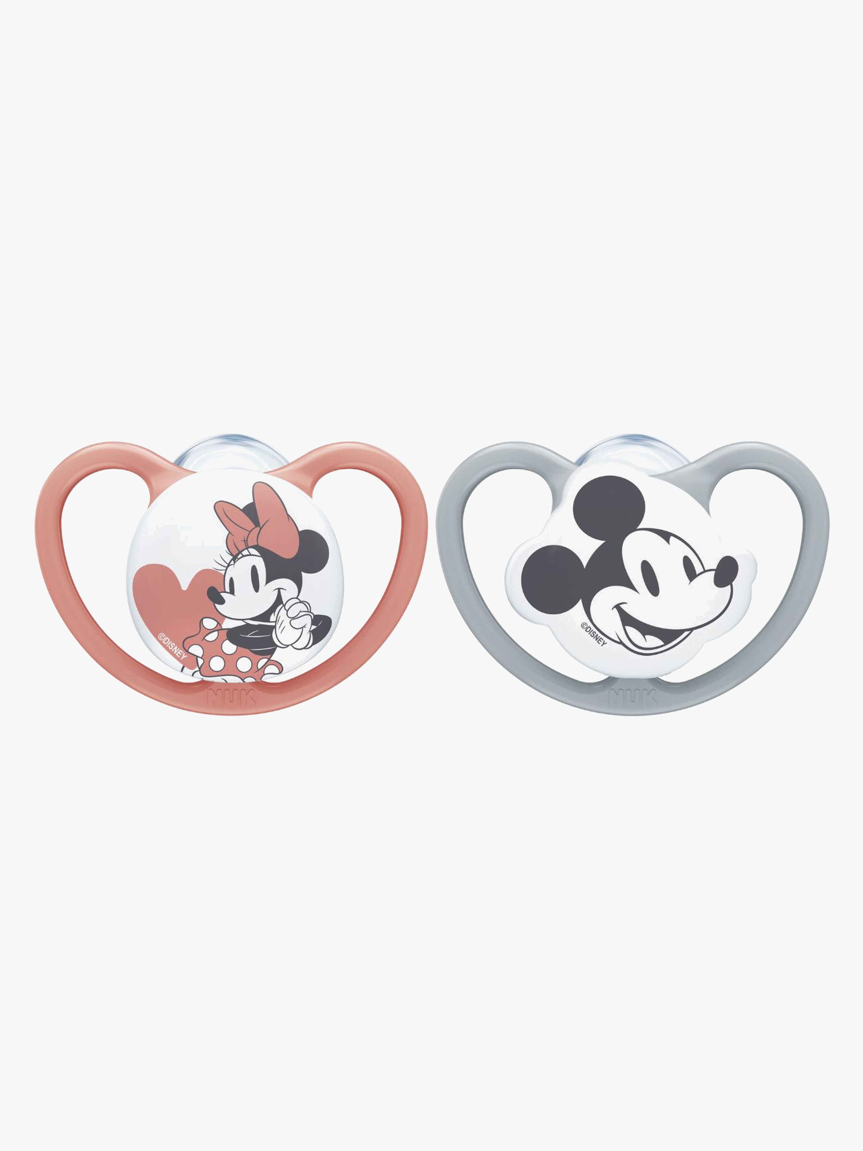 NUK Space Mickey Mouse Sut 2-pak Silikone Str. 1, Red/Grey
