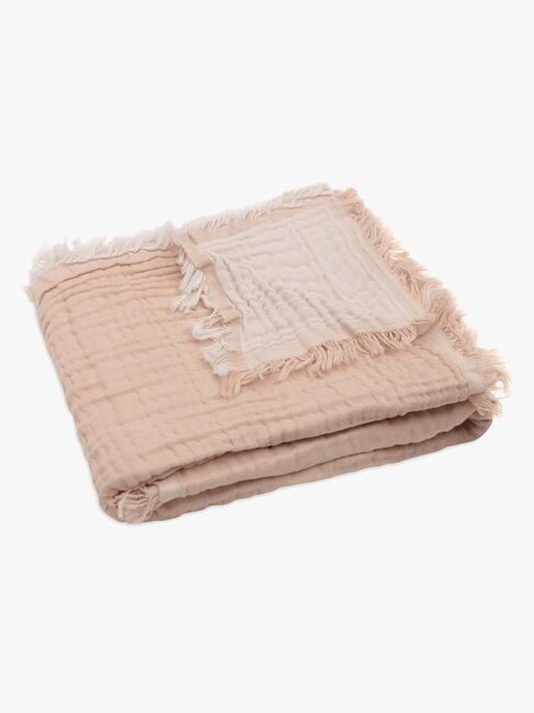 Jollein Tæppe/ Stofble i Musselin Fringe, Moonstone/Ivory