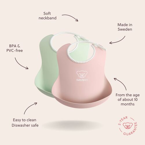 BabyBjörn Hagesmæk 2-pak, Grøn/Lyserød