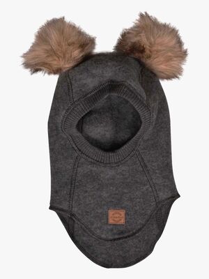 Mikk-Line Elefanthue Merinould med Pomponer, Anthracite Melange